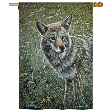 Coyote Nature, Wildlife Vertical House Flag, 28"x40"
