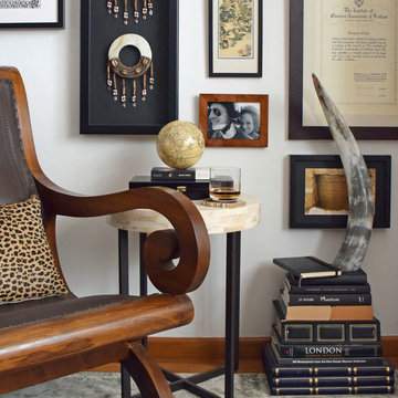 Masculine office reading corner by Anserai/Elly MacDonald Design