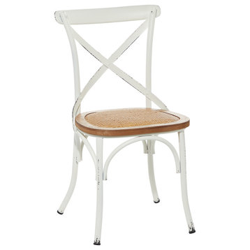 Farmhouse White Metal Dining Chair Set 89549