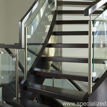 Open Rise Maple with Curved Clamped Glass Railing