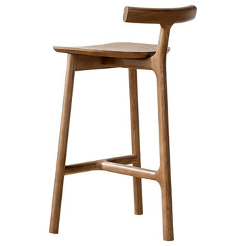 Nordic-Styled Bar High Stool Made of Solid Wood, H23.6", Walnut Sitting