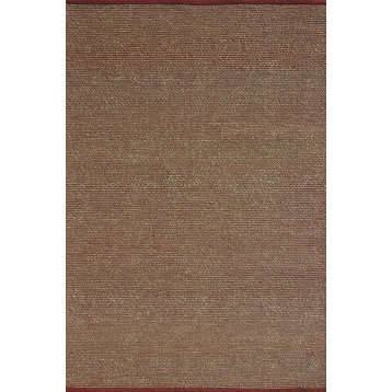 Hand Woven Seagrass/Cotton Green Valley Area Rug, Red, 5'-0" X 7'-6"