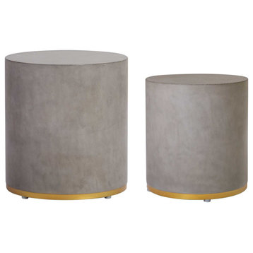 Linea Ring Accent Table Set - Gold Outdoor End Tables