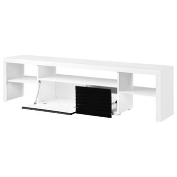 White TV benches modern wood TV stand with open doors