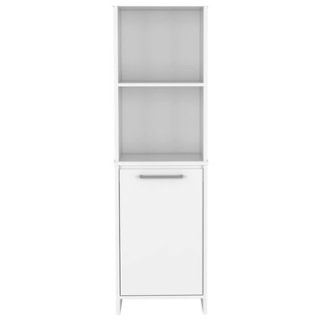 Danforth Pantry Cabinet with 1 Cabinet and 4 Shelves, White
