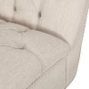 Meigs Varnell Contemporary Button Tufted Chaise Lounge, Beige + Walnut