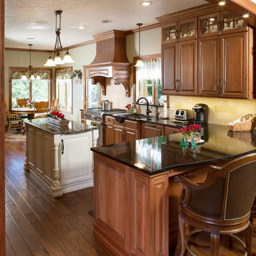Door style: Covington | Species: Eucalyptus | Finish: Truffle with Ebony glaze