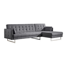 Convertible Sofa Bed W Removable Armrests Sectional Sofas Houzz Vig Furniture Inc Divani Casa Lennox Modern Gray Fabric Sectional Sofa Bed