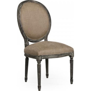 Side Chair MEDALLION Copper Limed Charcoal Linen Oak