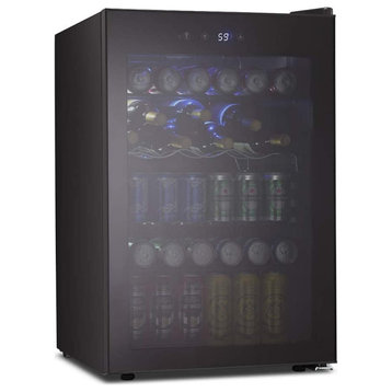 4.5 Cu.ft Beverage Refrigerator and Cooler, 145 Can Mini Fridge Glass Door With