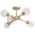 LNC - LNC 6-Light Modern Matte Gold Globe Clear Glass Semi-Flush Mount - At LNC, we always believe that Classic is the Timeless Fashion, Liveable is the essential lifestyle, and Natural is the eternal beauty. Every product is an artwork of LNC, we strive to combine timeless design aesthetics with quality, and each piece can be a lasting appeal.
