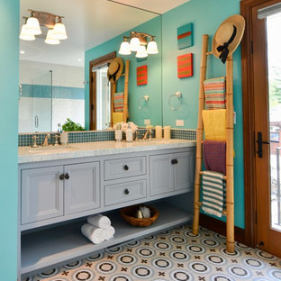 75 Beautiful Glass Sheet Bathroom With Recycled Glass Countertops