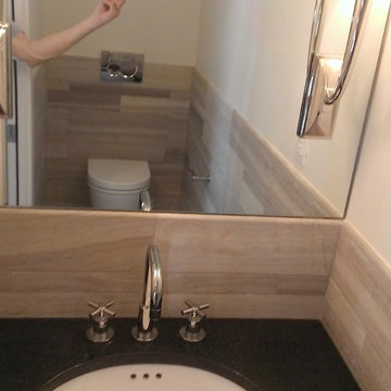 Powder Room - Multi-size 24" marble tile wainscot