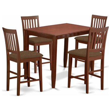 Buvn5-Mah-C, 5-Piece Pub Table Set, Pub Table and 4 Counter Chairs