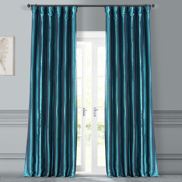 Mediterranean Faux Solid Taffeta Curtain Single Panel, 50"x120"
