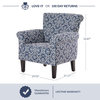 Arm Fabric Upholstered Chair Nailhead Trim Accent Chair, Navy/ White