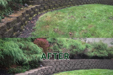 Retaining Wall Pressure Washing Before & After in Portland, OR