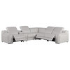 Marco-6-Piece, 3-Power Reclining Italian Leather Sectional, Light Gray