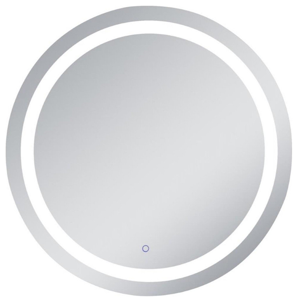 Pemberly Row 36" Round Hardwired LED Bathroom Mirror with Touch Sensor ...