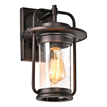 Jeffrey Transitional 1 Light Rubbed Bronze Outdoor Wall Sconce 13" Height