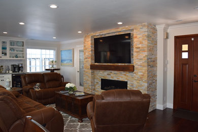 Small arts and crafts open concept family room photo in San Francisco