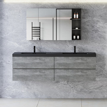 Introducing the Allreno 70" Wall-Mounted Double Sink Bathroom Vanity Cabinet in