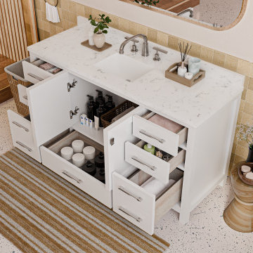 Caroline Avenue 60'' White Bathroom Vanity