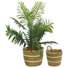 Set of 2 Nesting Basket Seagrass Design For Blankets Toys With Handle Storage