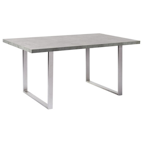 Armen Living Fenton Modern Wood Top Dining Table in Cement Gray/Silver