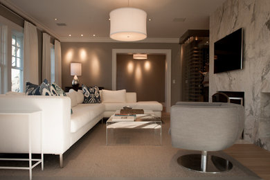 Example of a trendy family room design in New York