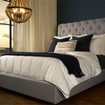Emma Tufted King Fabric Bed - Grey