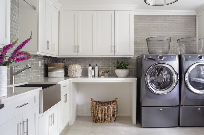 Transitional Laundry Room by Valerie Grant Interiors