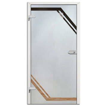 Hinged Glass Door with Frosted Design, 28"x80" Inches, Left