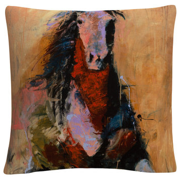 Joarez 'Golden Horse' Decorative Throw Pillow