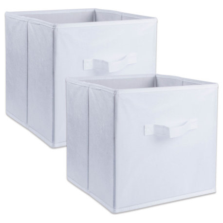 DII Nonwoven Polypropylene Cube Solid White Square, Set of 2