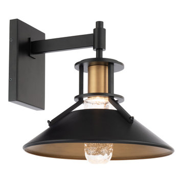 Sleepless LED Indoor and Outdoor Wall Light 3000K, Black With Aged Brass, 15"