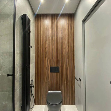 Los Angeles Walnut Slat Wall with Floating Shelf