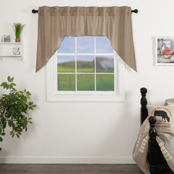 April & Olive - Sawyer Mill Charcoal Ticking Stripe Swag, Set of 2, 36x36x16 - Valances