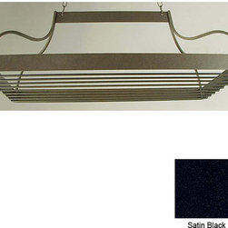 Mediterranean Pot Rack with Grid; Chain & 12 Hooks - Satin Black - Pot Racks And Accessories