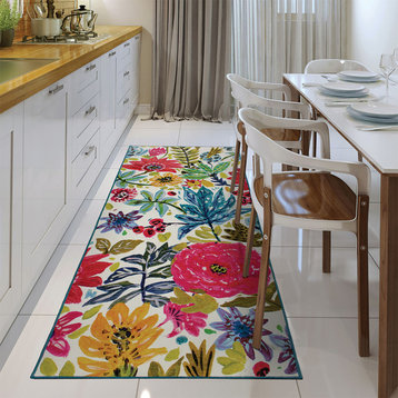 My Magic Carpet Floral Bloom Multicolor Rug, 2.5'x7'