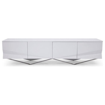 Philyra Modern White and Stainless Steel TV Stand