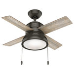 Hunter Fan Company - Hunter Fan Company 36" Loki Ceiling Fan With Light Kit, Noble Bronze - Brighten up small rooms with the Loki ceiling fan. Available in three finishes with reversible blade finishes, you can customize the look of this small ceiling fan in your guest bedrooms, home offices, nurseries, and keeping rooms. The included pull chains make it easy to control the LED light and the three fan speeds. Featuring the WhisperWind motor, you'll get the cooling power you need with whisper-quiet performance you expect.