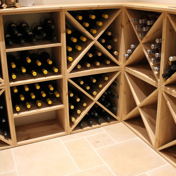 Air conditioned wine cellar in Loxwood using pine wood storage cubes