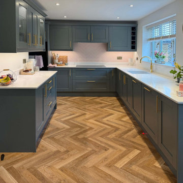 Green & Light Pink Shaker Kitchen in Thrapston