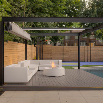 Elegant Toronto Landscaping Project with Outdoor Fireplace & Sports Court