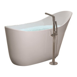 ADM Bathroom Design - ADM Slippered Freestanding Bathtub, Glossy White, 66.9" - Bathtubs