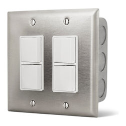 Double SS Wall Plate with Gang Box (Includes 2 Duplex Switches) - Outdoor Products