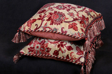 Lee Jofa Stamped Rivoli Velvet with Scalamandre Velvet Designer Pillows