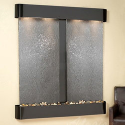 Cottonwood Falls Water Fountains with Blackened Copper and Black Featherstone - Indoor Fountains