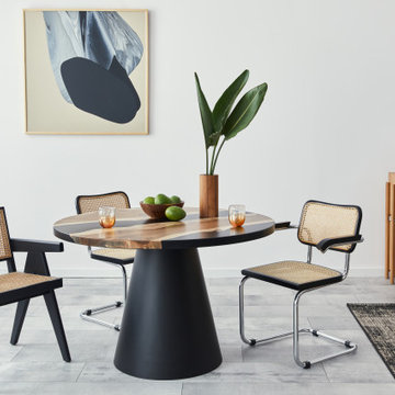 Round Black Epoxy Walnut Breakfast table